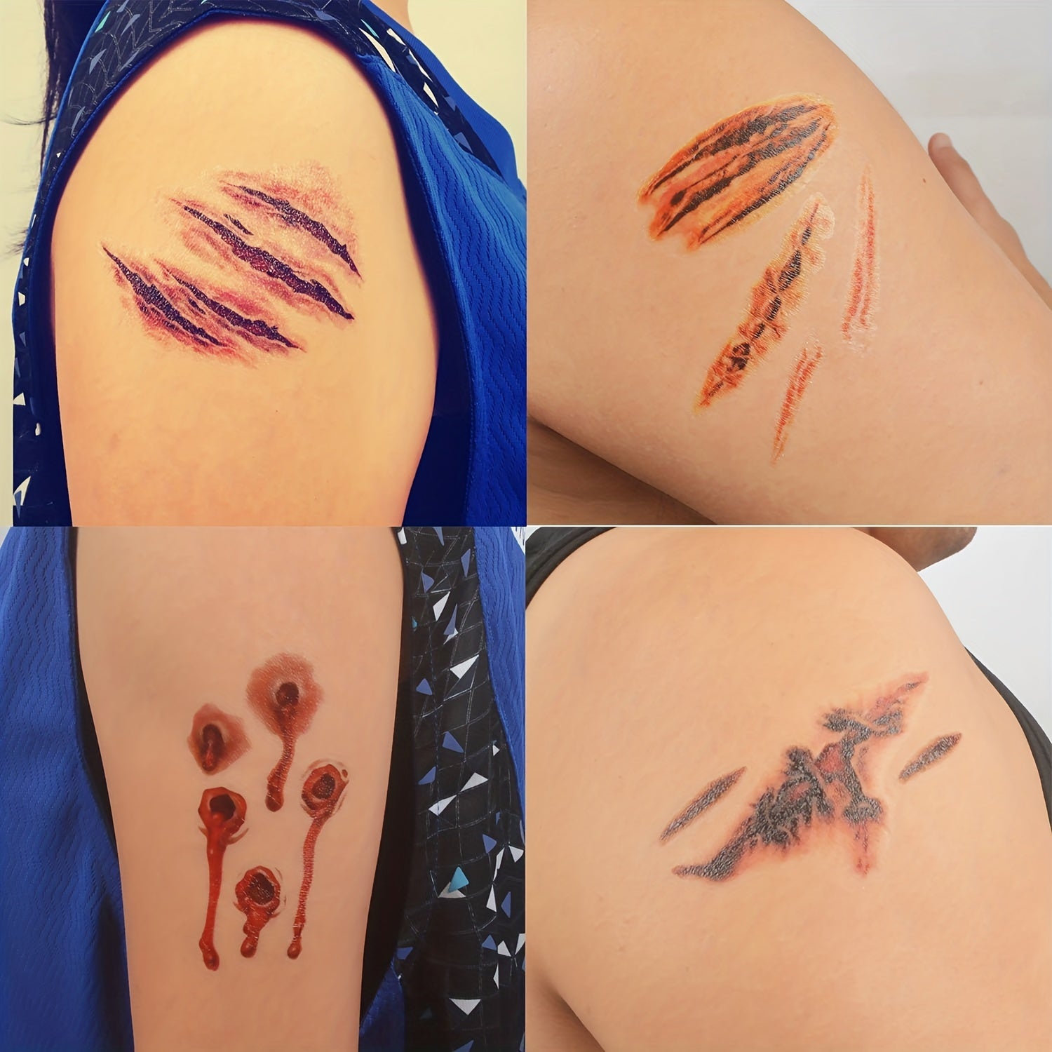 Scar Tattoo Stickers Halloween Decorations Realistic Wounds Waterproof Stickers