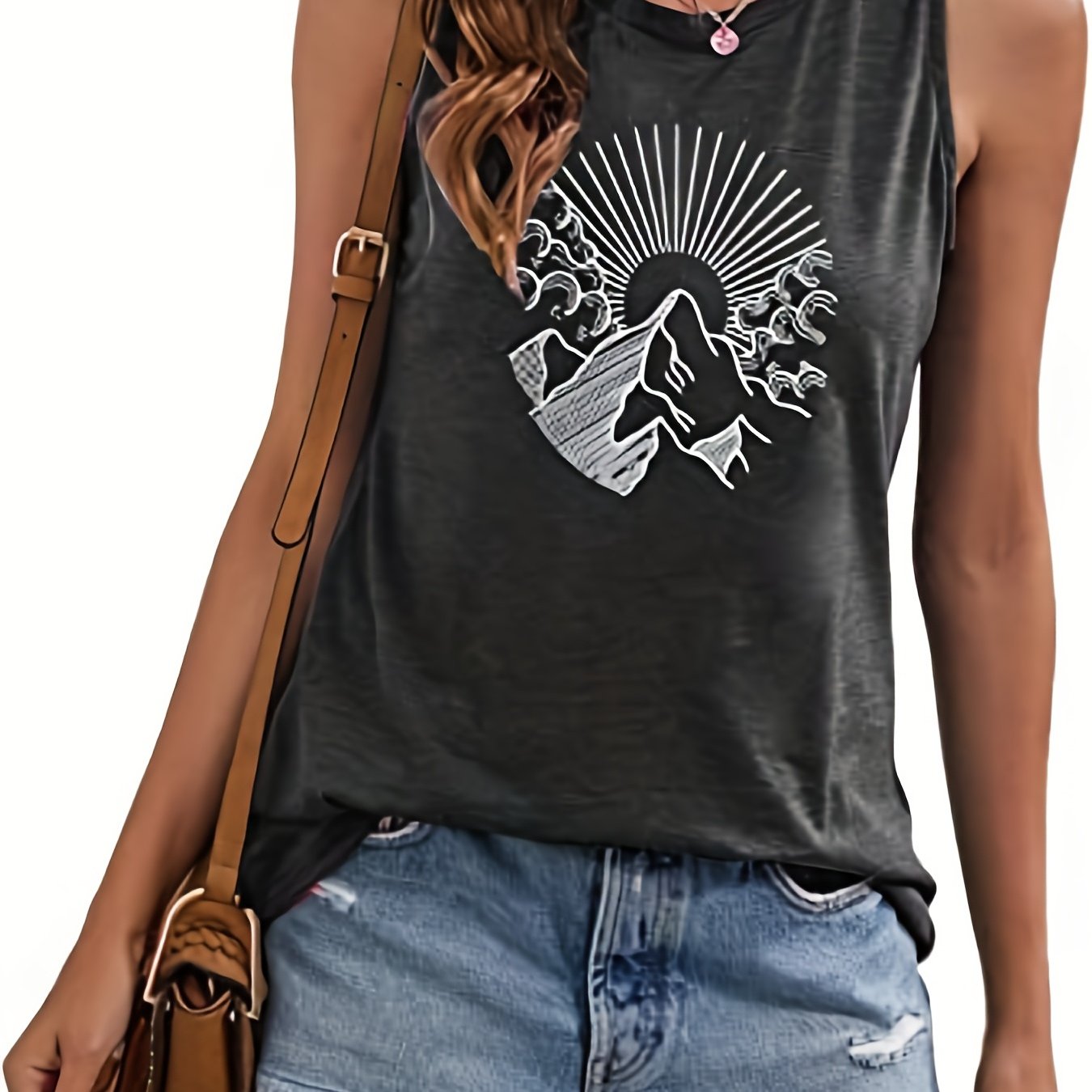 Mountain Print Sleeveless Tank Top for Women