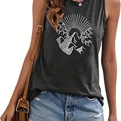 Mountain Print Sleeveless Tank Top for Women