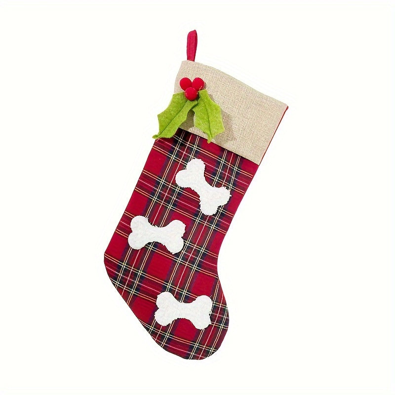 Christmas Socks Ornaments Plaid Gift Bags Candy Socks Tree Pendant
