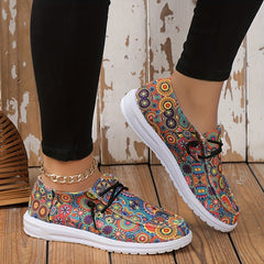 Women's Retro Flower Pattern Canvas Shoes Casual Lace Up Outdoor Shoes