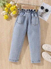Girls' Daisy Embroidery Straight Leg Jeans For Kids