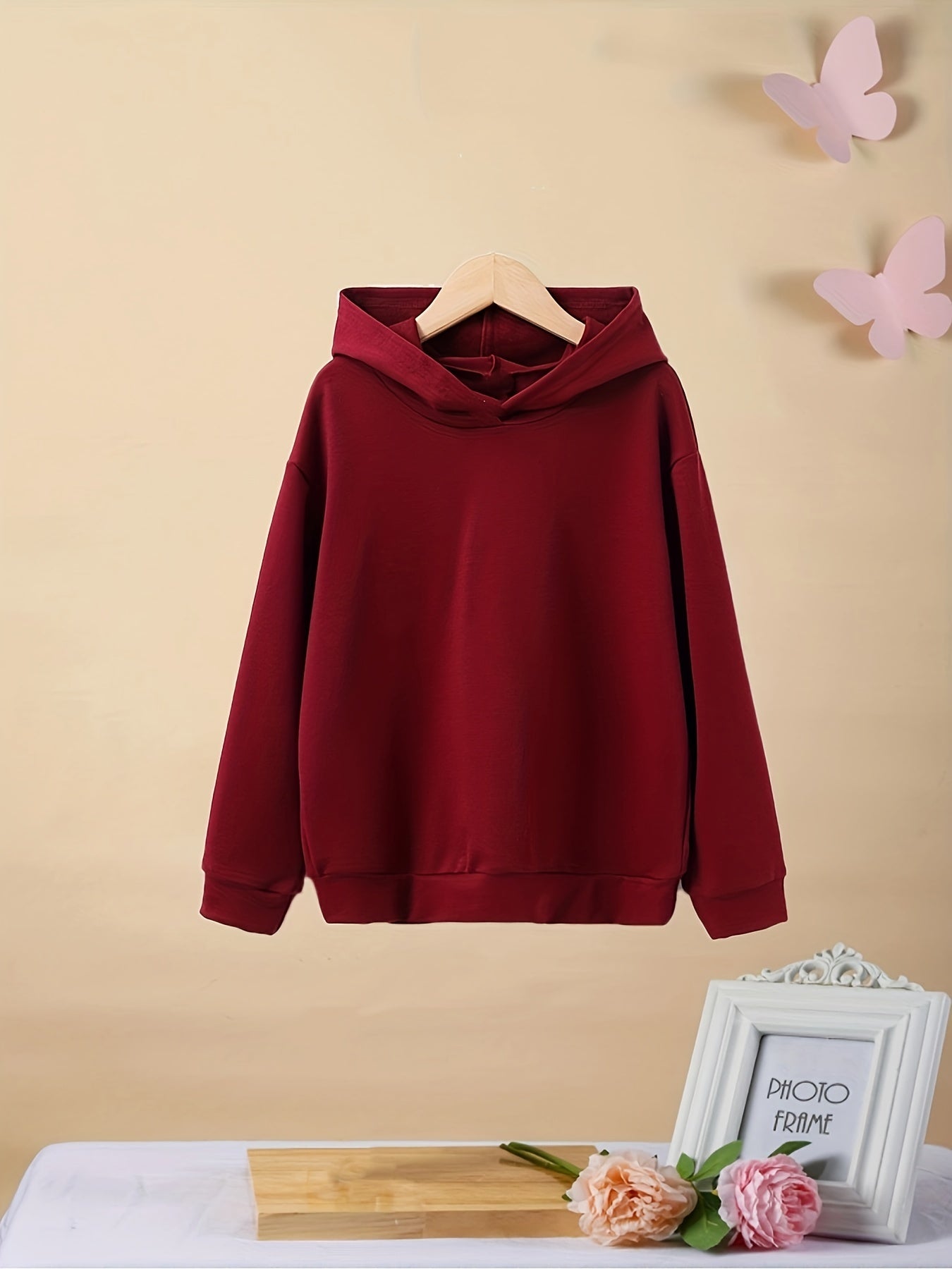 Girls' Basic Hooded Sweatshirt Long Sleeve Pullover Hoodie