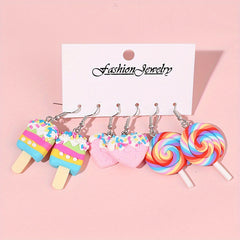 Cartoon Heart Lollipop Earrings for Kids
