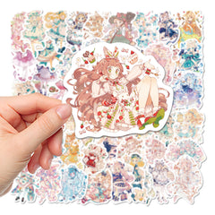 60pcs Anime Girl Stickers for Water Bottles Laptops Luggage & More