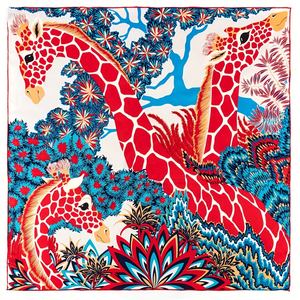 Boho Deer Print Shawl Classic Graffiti Square Scarf Head Wrap