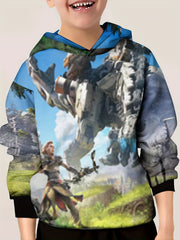 Warrior & Monster Print Kid's Hoodie Unisex Pullover Casual Hooded