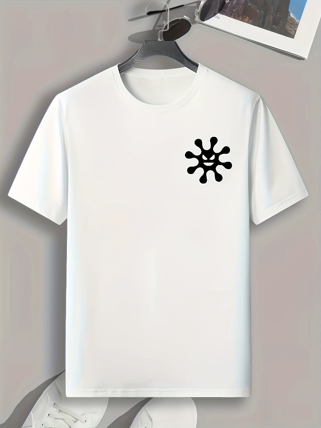 Pattern Print Men's Sports T-shirt, Graphic Tee for Outdoor Activities