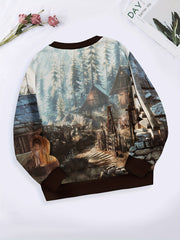 Snowy Town Crew Neck Sweatshirt for Boys Girls