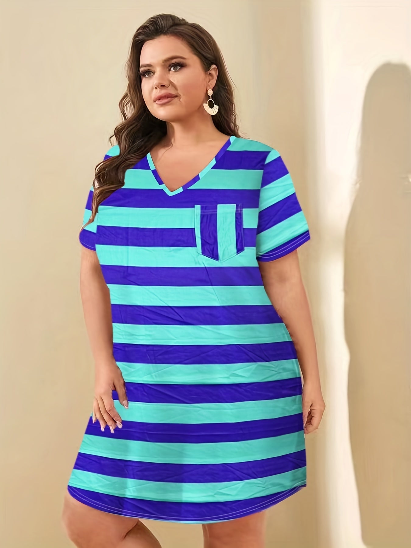 Striped Print Tee Dress