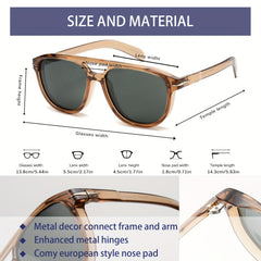 OUWEN Polarized Square Aviator Sunglasses Vintage Shades Sun Glasses