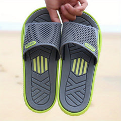 Men's Casual Non Slip Slides with Open Toe for Indoor Outdoor Beach