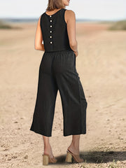 Casual Crop Tank Top & Wide Leg Pants 2-Piece Set