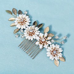 Flower & Rhinestone Hair Comb Baroque Style Bridal Wedding Headwear
