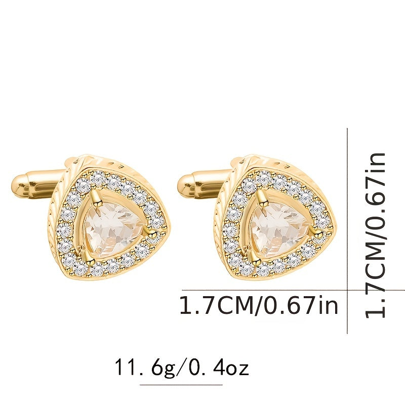 Men's Triangle Cufflinks with Artificial Diamonds