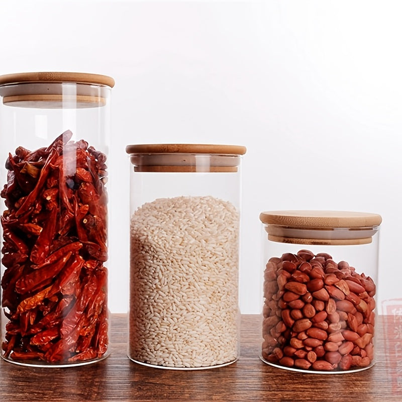 Glass Storage Jar Food Container Airtight Bamboo Lid