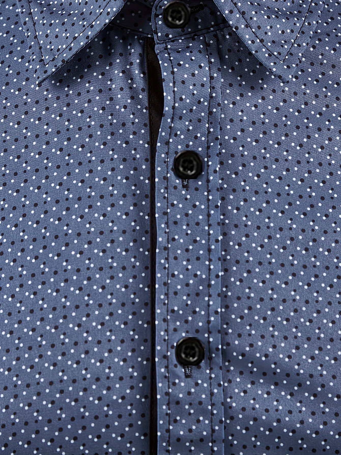 Men s Dot Printed Shirt Regular Fit Long Sleeves Turn Down Collar