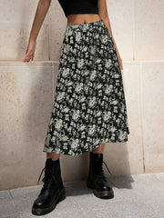 High Waist Floral Print Midi Skirt Y2K Summer Women's Clothing