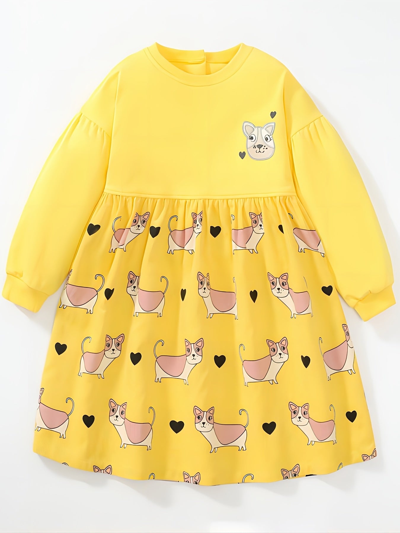 Toddler Girls' Dogs Graphic Long Sleeve Princess Dress