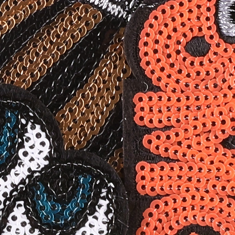 4pcs Sequin Eyes Letter Mix And Match Patches DIY Iron on Model Cloth Stickers