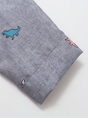 Dinosaur Graphic Print Boys Top Lapel Shirt