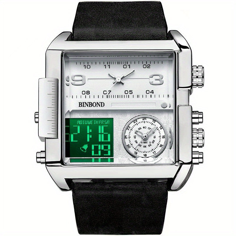 Men's Sports Dual Display Large Dial Quartz Watch