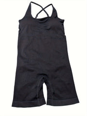 Yoga Romper Criss Cross Back Sleeveless Jumpsuit Activewear