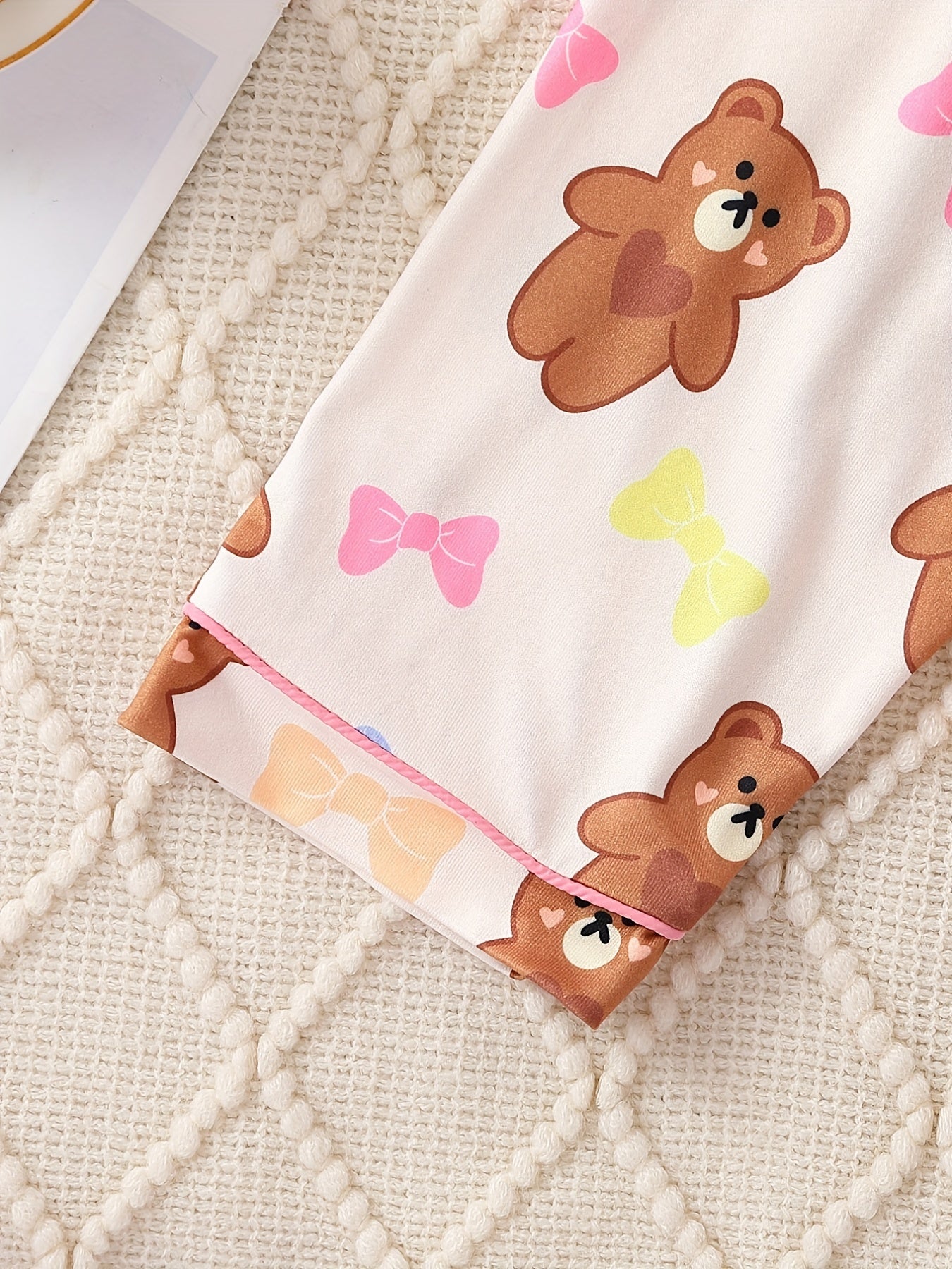 Kid's Bear Print Pajama Set Long Sleeve Top & Pants
