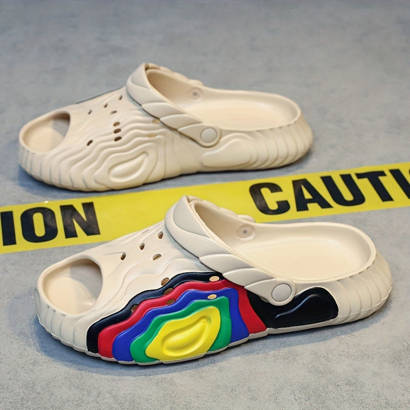 Men's Rainbow Stitching Print Summer Home Slippers