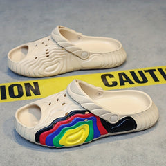 Men's Rainbow Stitching Print Summer Home Slippers