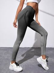 Ombre Seamless Knitted Cropped Pants High Waist Yoga Fitness Sports Pants