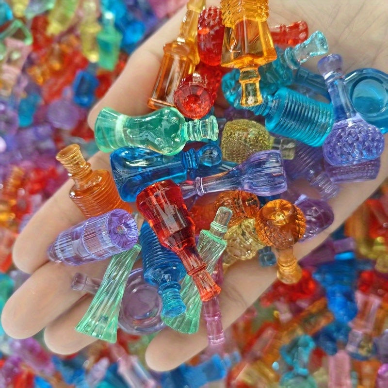60pcs Mini Glass Bottles Mixed Colors for Dollhouse DIY Jewelry Making