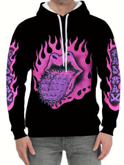 Men's Mouth Print Graphic Hoodie Loose Pullover for Autumn Winter