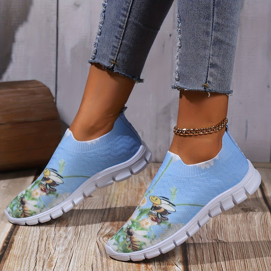 Women's Floral Print Mesh Tennis Sports Shoes Lightweight Non slip