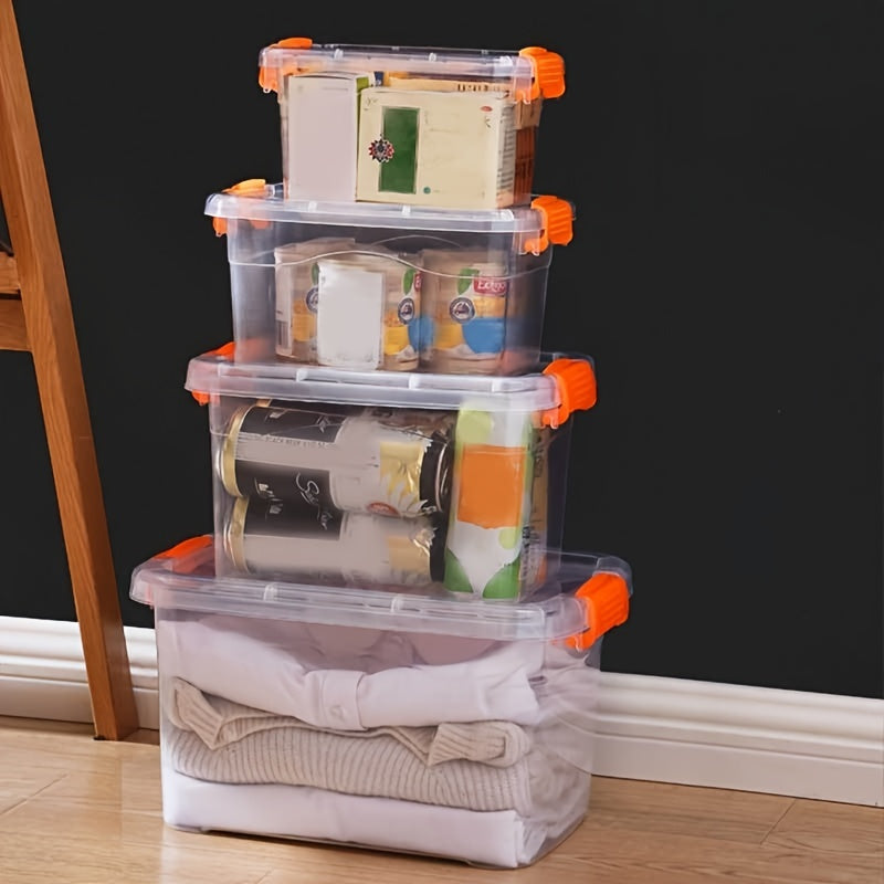 Transparent Plastic Storage Box With Handle Large Capacity