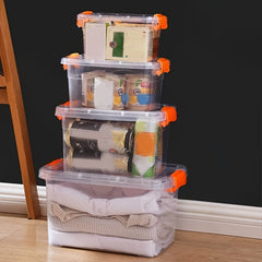 Transparent Plastic Storage Box With Handle Large Capacity