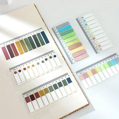 400 sheets Index Labels w/ Ruler, Colorful Page Markers for Books & Documents