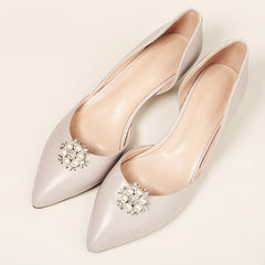 Crystal Rhinestone Pearl Shoe Clips Floral DIY Shoe Buckle Wedding Party