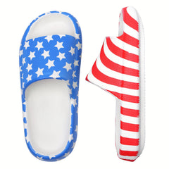 Women's Cloud Slides Pillow Slippers Star & Stripe Pattern Open Toe