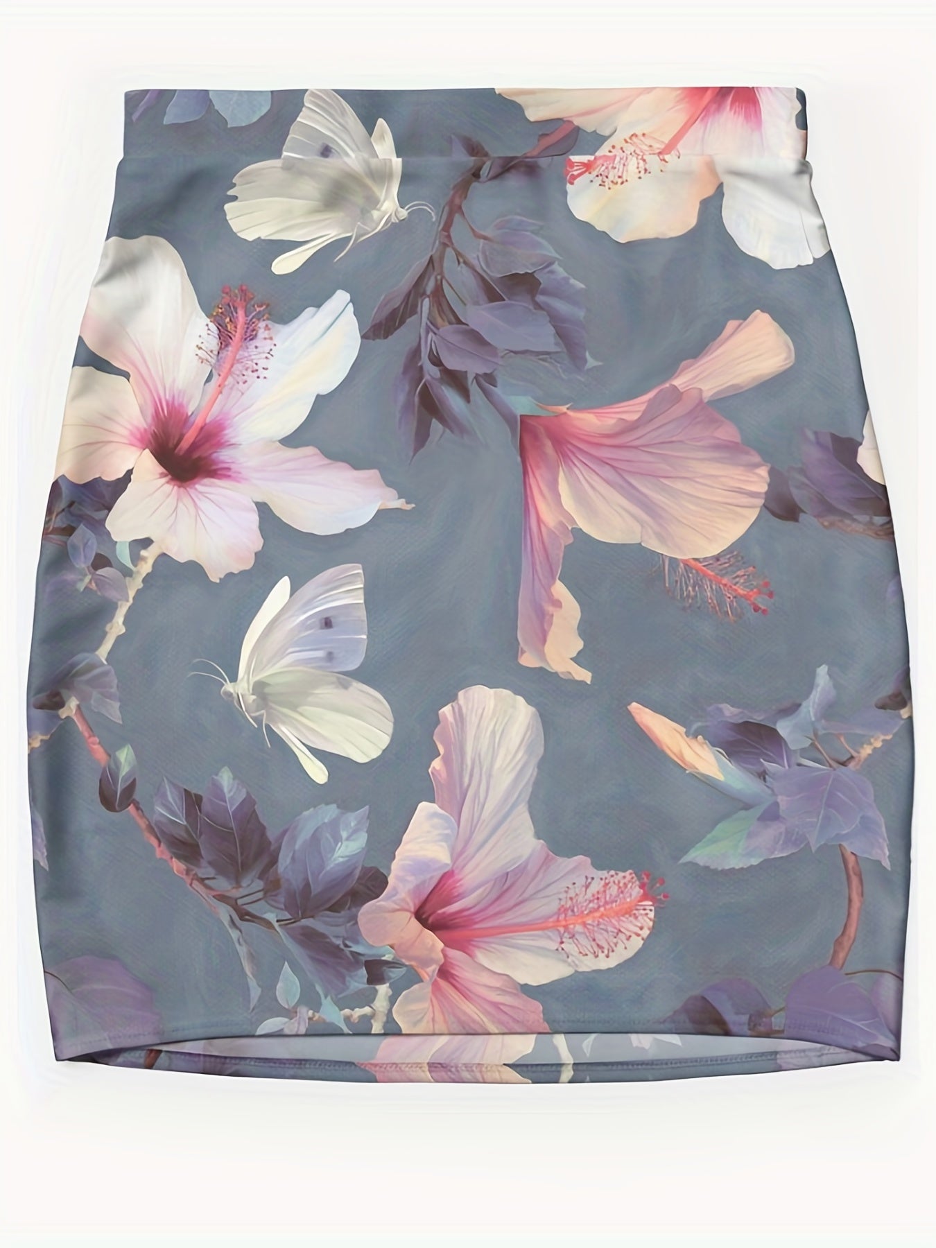 Floral Print Mini Skirt Casual Skinny Skirt For Spring & Summer