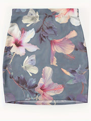 Floral Print Mini Skirt Casual Skinny Skirt For Spring & Summer