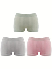 3pcs Seamless Boyshort Panties Soft & Stretch Women's Lingerie
