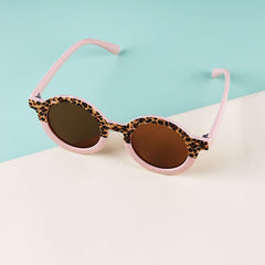 Kids Colorblock Round Frame Sunglasses with Case