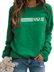 Letter Print Crew Neck Sweatshirt Women's Clothing