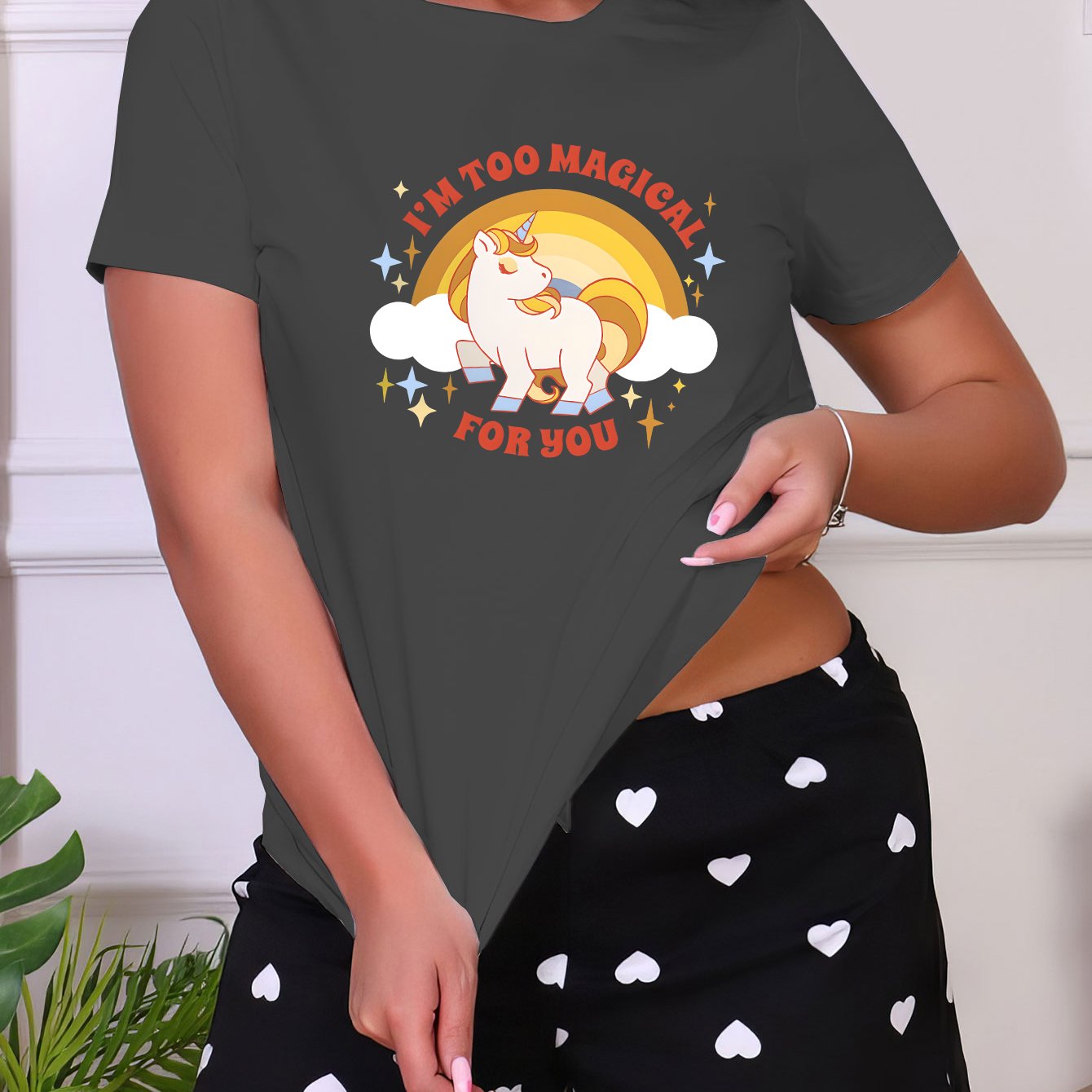 Cartoon Unicorn Print Sleep Top Women's Sleepwear