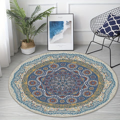 Vintage Bohemian Round Area Rug Soft Fluffy Non-slip Stain Resistant Floor Mat