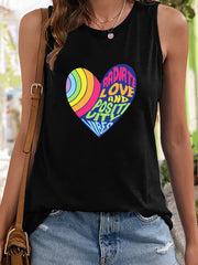Heart & Letter Pattern Sleeveless Sports Vest Round Neck