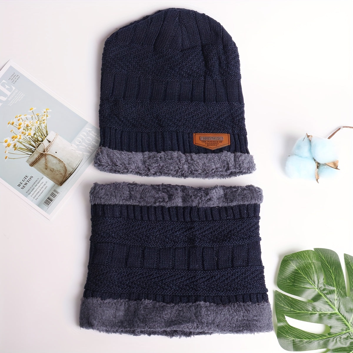 Winter Hat Scarf Set Plush Thickened Wool Knit Hat Beanie Ear Protection