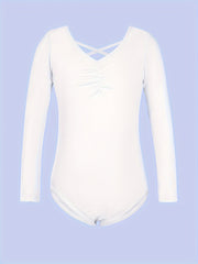 Girls 95 Cotton Solid Long Sleeve Ballet Leotard Comfy Dance Suit