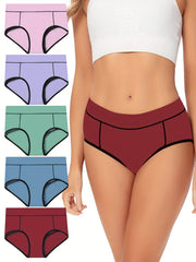 5 Pack Plus Size Panties Set Women's Plus Comfort Solid Full Cover